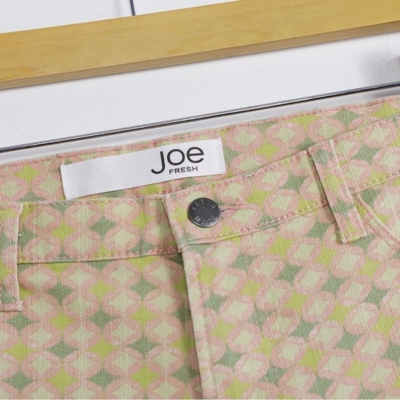 NWOT Joe Fresh ankle slim coupe printed jeans Patel yellow beige bohemian light - Picture 4 of 4